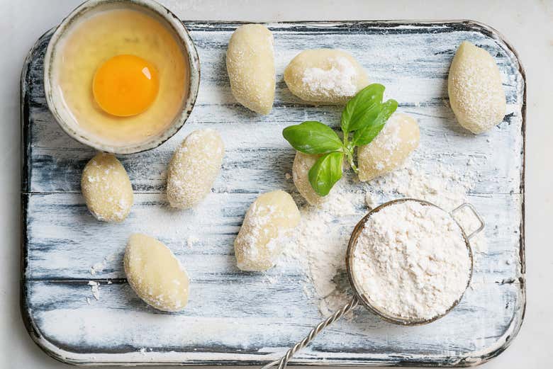 Ingredients for homemade gnocchi 